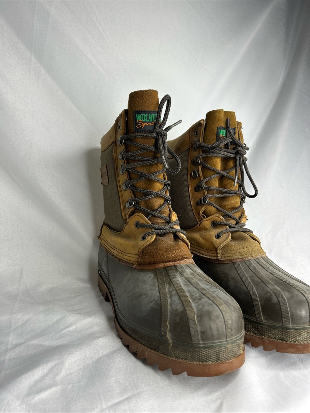 Wolverine Two-Tone Brown/Tan Waterproof Duck Boots sz 11 leather
